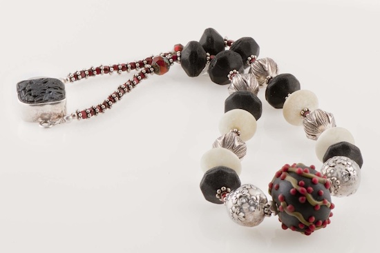 Black Lampwork & Sterling Necklace