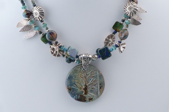 Blue Raku and Sterling Necklace (Sold)