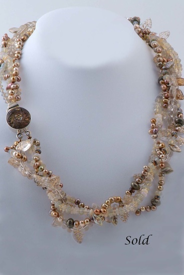 Quartz, Pearl and Glass Necklace