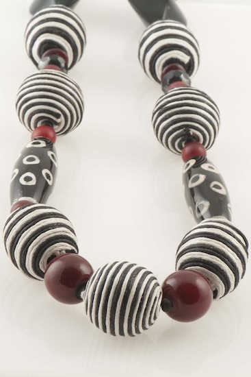 African String Beads, Horn and Glass Necklace